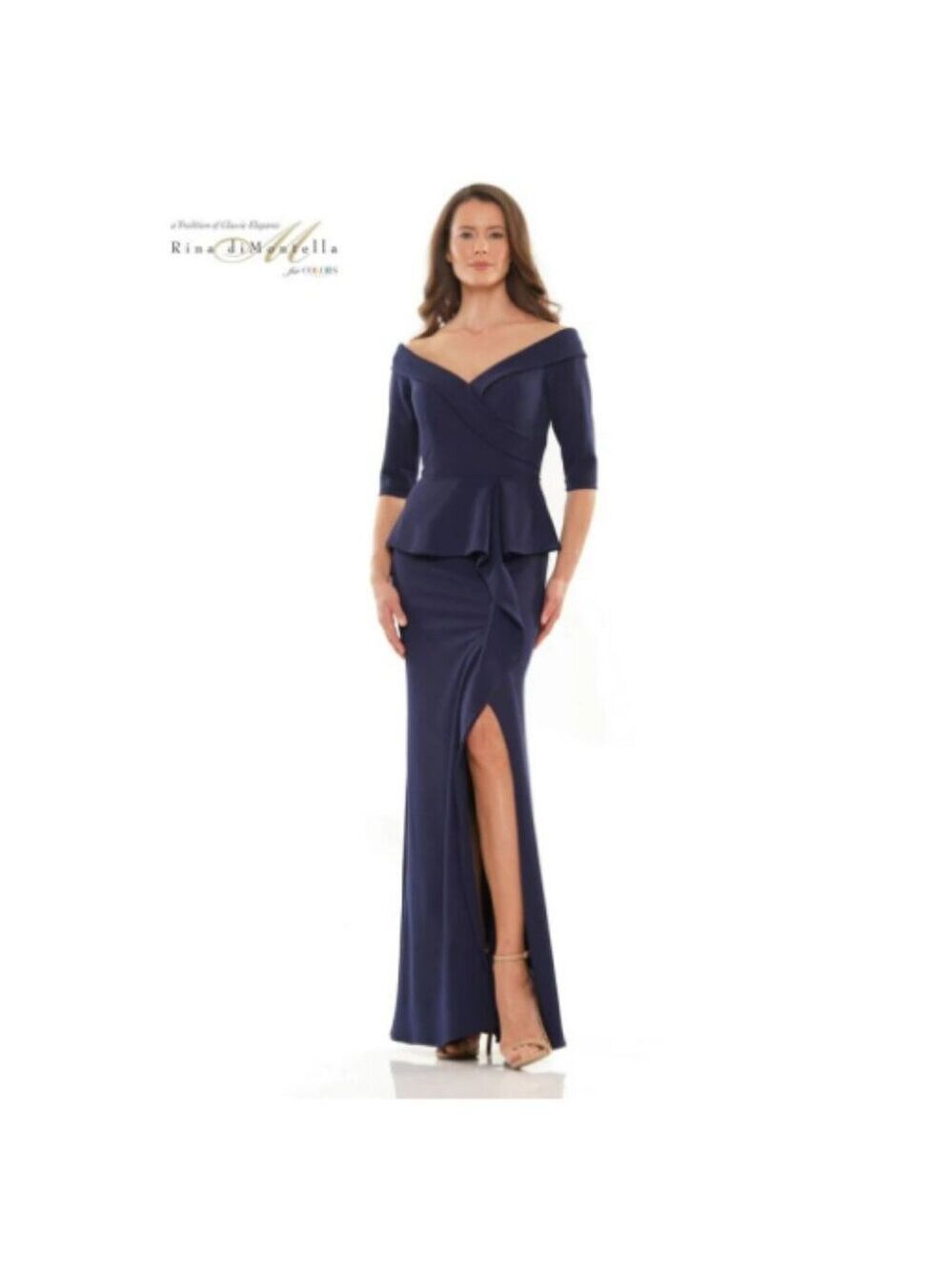 **Rina di Montella** Mother of the Bride Long Gown 2764 Navy Size 16 20 24 NWT